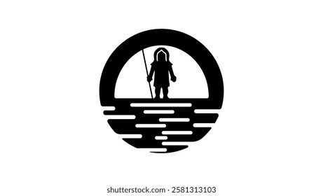 Eskimo symbol, black isolated silhouette