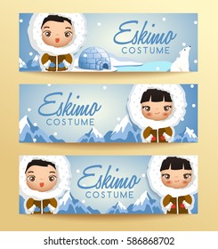 Eskimo traditional costumes : Vector Illustration