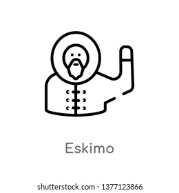 eskimo vector line icon. Simple element illustration. eskimo outline icon from smileys concept. Can be used for web and mobile