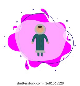 Eskimo, woman cartoon liquid bacdge icon. Simple color vector of people around the world icons for ui and ux, website or mobile application