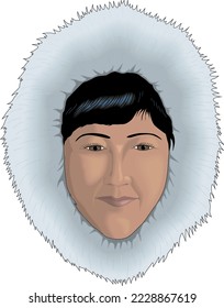 Eskimo Woman in Parka Vector Illustration