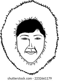 Eskimo Woman in Parka Vector Illustration