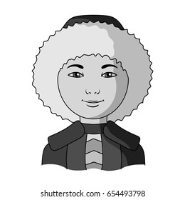 Eskimo.Human race single icon in monochrome style vector symbol stock illustration web.