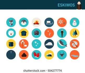 Eskimos concept flat icons.