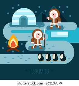 Eskimos: Vector Illustration