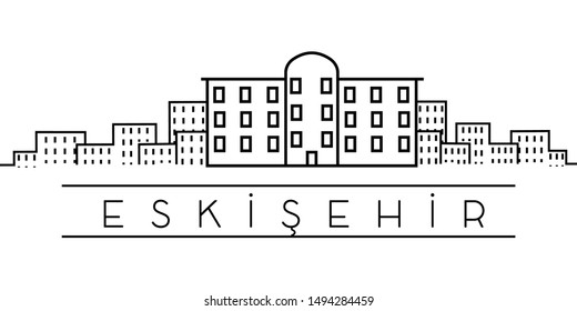 Eskishehir city outline icon. Elements of Turkey cities illustration icons. Signs, symbols can be used for web, logo, mobile app, UI, UX on sky background