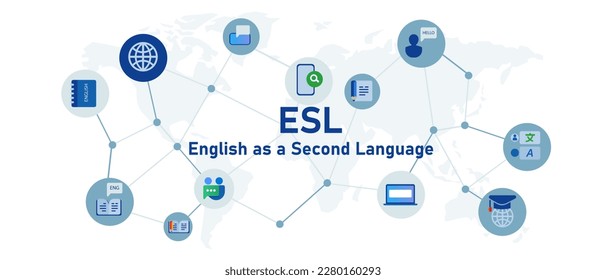 ESL English como ilustración de icono de vector de segundo idioma