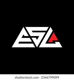 ESL triangle letter logo design with triangle shape. ESL triangle logo design monogram. ESL triangle vector logo template with red color. ESL triangular logo Simple, Elegant, and Luxurious design.