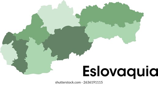 eslovaquia with divisions map in vectors 