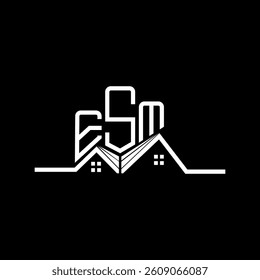 ESM Real State logo design, ESM simple and modern logo. ESM luxurious alphabet design  
