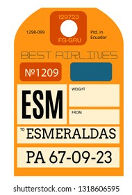 Esmeraldas realistically looking airport luggage tag