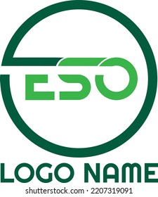 ESO monogram initials  with circle simple icon geometric logo