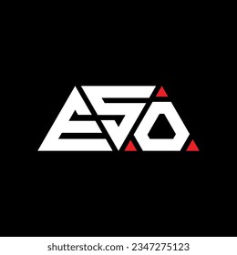 ESO triangle letter logo design with triangle shape. ESO triangle logo design monogram. ESO triangle vector logo template with red color. ESO triangular logo Simple, Elegant, and Luxurious design.