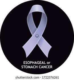 Esohpageal or Stomach Cancer Periwinkle Ribbon on Black Circle, Vector
