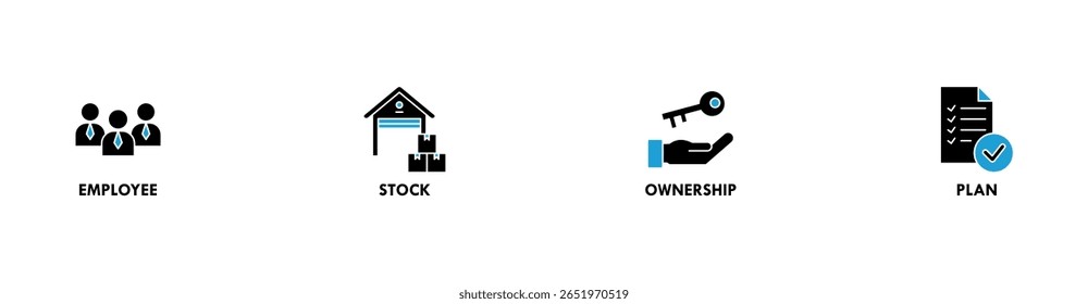 Esop banner web icon vector illustration concept for employee stock ownership plan with icon of management, bank, graph, fund, investment and statistics