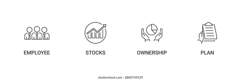 ESOP icon set containing Employee, Stocks, Ownership, Plan vector icons concept illustration