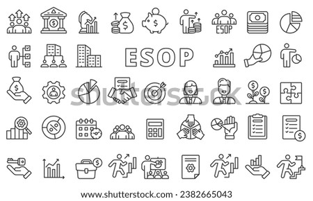 ESOP icon set in line design. Employee, Ownership, Stock, Plan, icon, Business, Investment, vector illustrations. Editable stroke icons. 