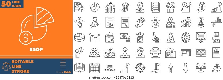 Esop Line Editable Icons set. Vector illustration in modern thin line style of esop icons: money, business, payment, etc