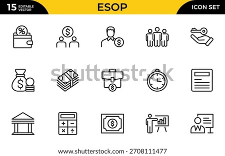 ESOP line icons set. Modern ESOP Icons - High-Quality Graphics for Finance, Corporate Plans,Includes Employee.Thin outline icons pack. Vector illustration