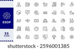 ESOP line icons set.Modern ESOP Icons - High-Quality Graphics for Finance, Corporate Plans,Includes Employee, Stock, Ownership, Plan,