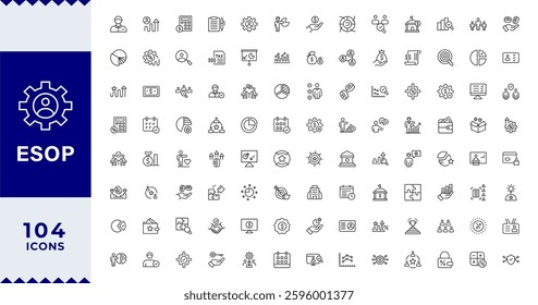 ESOP line icons set.Modern ESOP Icons - High-Quality Graphics for Finance, Corporate Plans,Includes Employee, Stock, Ownership, Plan,