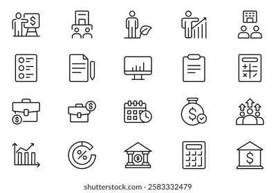 ESOP Outline icon set. employee stock ownership plan. Contains such icons as company, win-win, scheme and benefits.