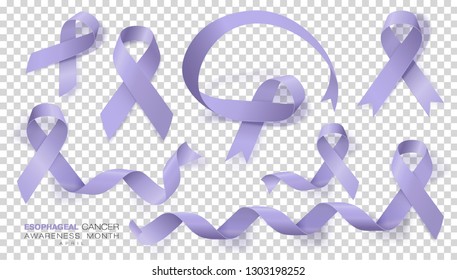 Esophageal Cancer Awareness Month. Periwinkle Color Ribbon Isolated On Transparent Background. Set. Vector Design Template For Poster. Illustration