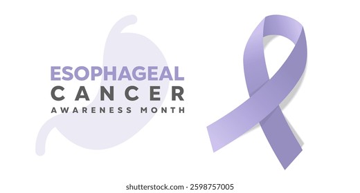 Esophageal Cancer Awareness Month. Stomach and ribbon. Great for cards, banners, posters, social media and more. White background.