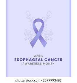 Esophageal ribbon with flower and white background awareness graphic for International Brain Cancer Awareness Month