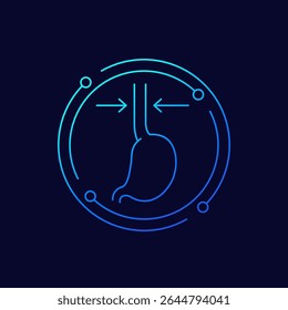 esophagus icon with stomach, linear design