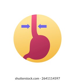 esophagus icon with stomach, round vector design