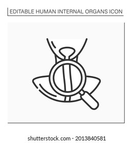 Esophagus line icon. Food pipe inflammatory. Diagnosis problem. Human internal organs concept.Isolated vector illustration.Editable stroke