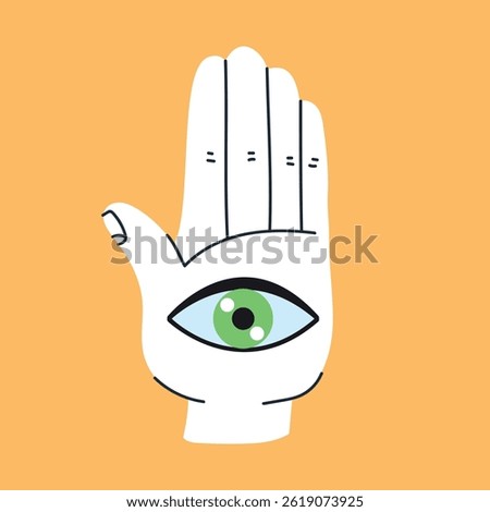 Esoteric arm palm with eye simple flat icon isolated concept. Graphic design illustration