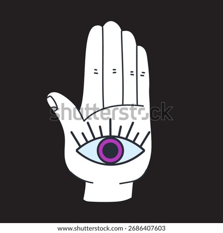 Esoteric arm palm with eye simple flat icon isolated concept. Graphic design illustration