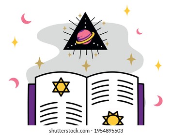 Esoteric book and planet triangle