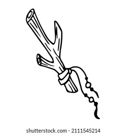 Esoteric branch in doodle style. Hand drawn illustration.