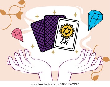 Esoteric cards diamonds over hands