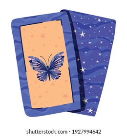 esoteric cards with one butterfly vector illustration design