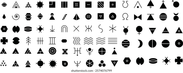 Esoteric glyphs pictograms and symbols Mystic and alchemy signs