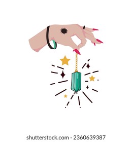 esoteric hand holding a stone vector isolated