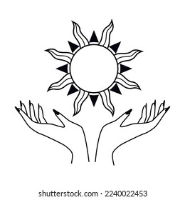 esoteric hands lifting sun icon