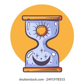 Esoteric hourglass clock isolated concept. Vector flat graphic design element illustration