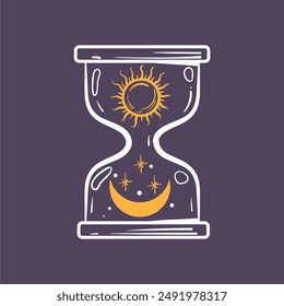 Esoteric hourglass clock isolated concept. Vector flat graphic design element illustration