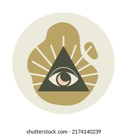 Esoteric icon for a blog with an eye in a triangle. Mystical or magical blog in boho style on social networks.