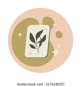 Esoteric icon for a blog with a tarot or divination card. Mystical or magical blog in boho style on social networks.