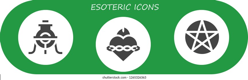  esoteric icon set. 3 filled esoteric icons. Simple modern icons about  - Alchemy, Sacred heart, Pentacle