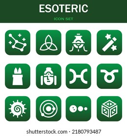 esoteric icon set. Vector  illustrations related with Constellation, Triquetra and Alchemy