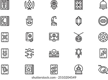 La colección de iconos esotéricos es una Ilustración vectorial con trazo editable.