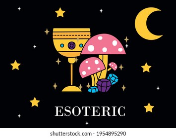 esoteric magic mushrooms and cup