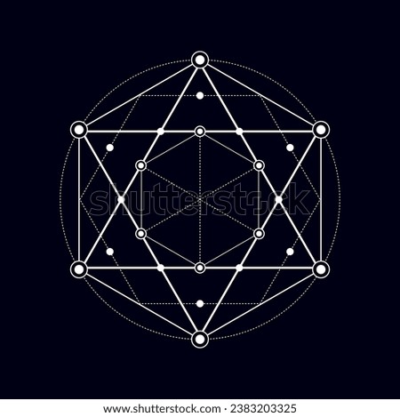 Esoteric myth and meditation pentagram, mystic sacred geometric sign, bohemian esoteric symmetrical magic symbol. Vector mystical tribal connected shapes